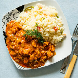 Chicken Curry with Vegetable Rice