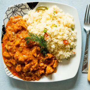 Chicken Curry with Vegetable Rice