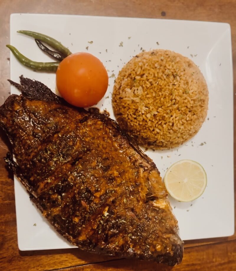 Tilapia fish with djollof